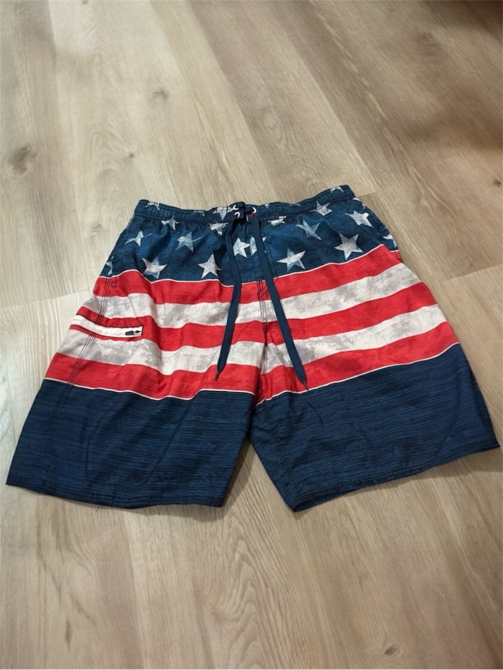 Burnside USA Flag Swim Trunks Men’s Large Patriotic Red White Blue Lined